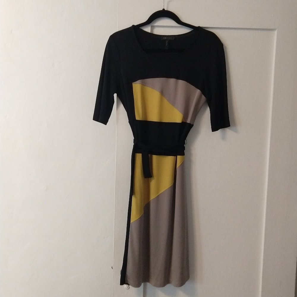 BCBGMaxAzria Color Block Belted Dress - Size L